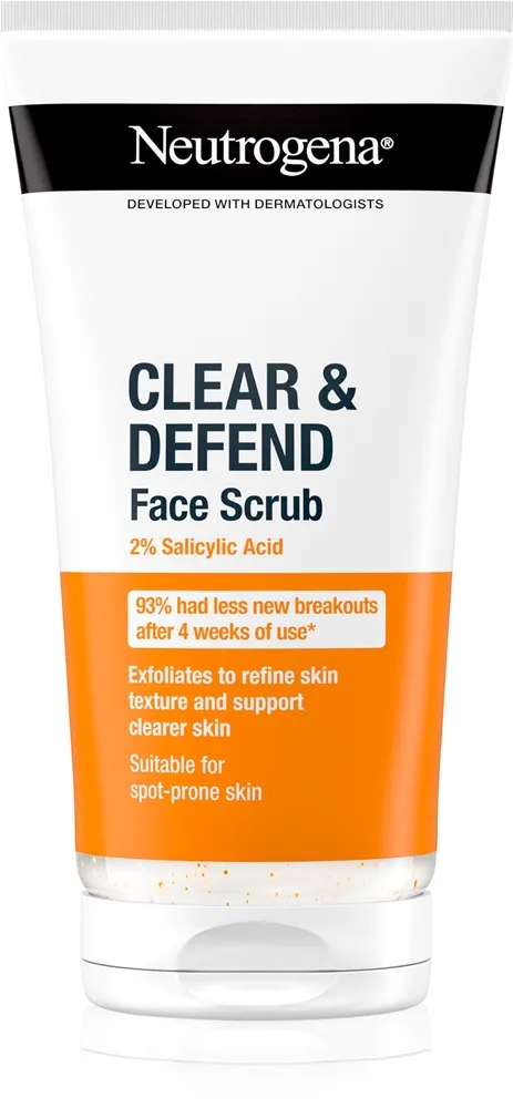 Neutrogena Clear & Defend kuorinta sisältää salisyylihappoa 150 ml