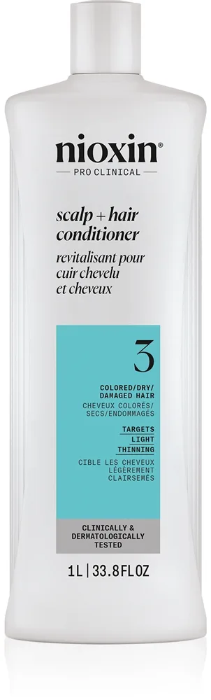 Nioxin System 3 Scalp + Hair Conditioner hoitoaine oheneville värjätyille hiuksille 1000 ml