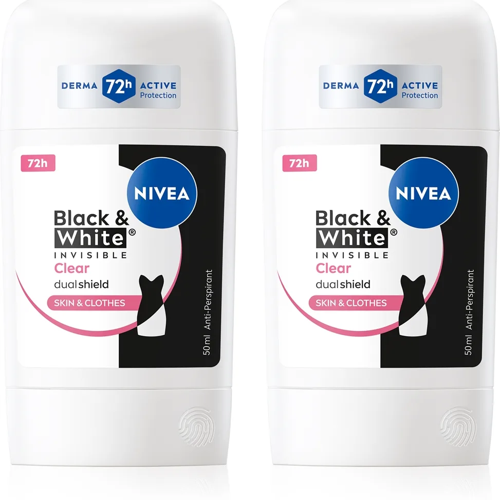 NIVEA Black & White Invisible Clear Antiperspirantstift Ekonomiförpackning
