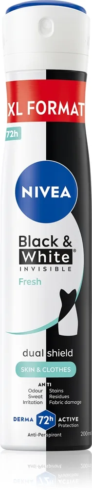 NIVEA Black & White Invisible Fresh Antiperspirant Spray Til kvinder 200 ml