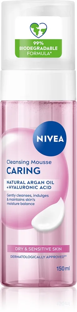 NIVEA Caring Skummende ansigtsvask Til tør og sensitiv hud 150 ml