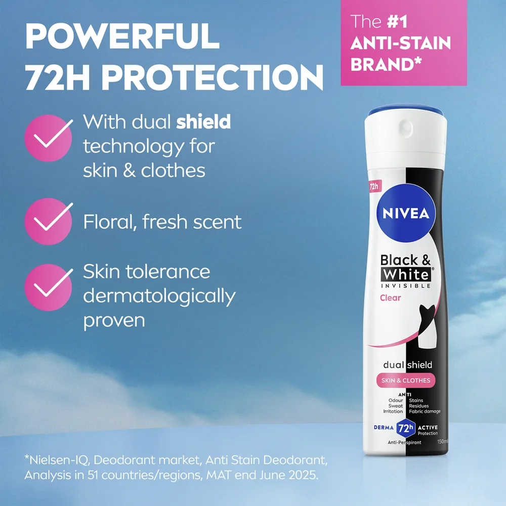 NIVEA Invisible Black & White Clear Antiperspirant i spray för Kvinnor 150 ml