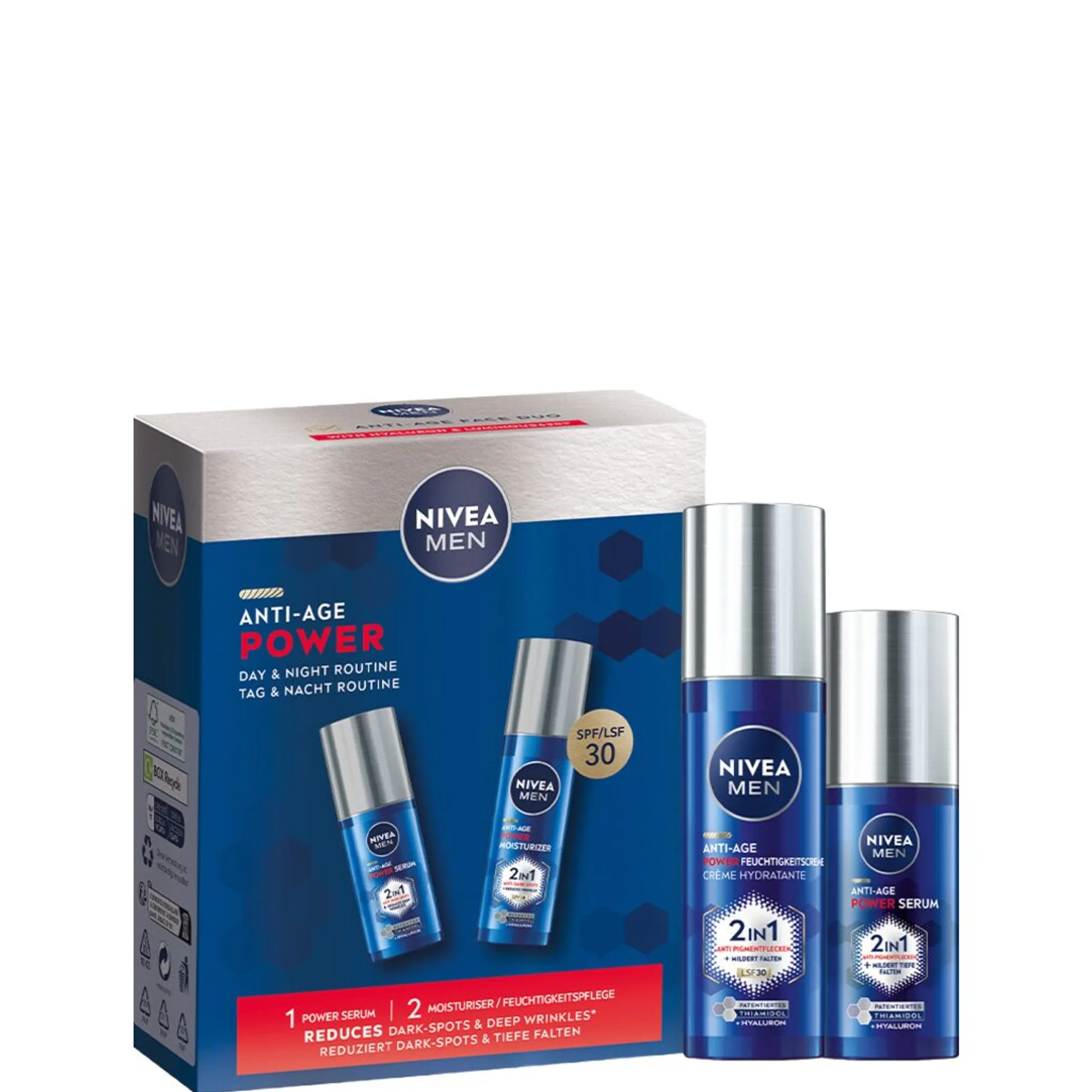 NIVEA MEN Anti-age power set serum og fugtpleje Ansigtsplejesæt