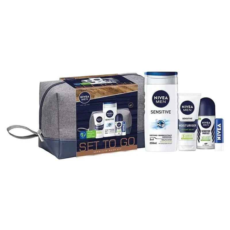 Nivea Men Set To Go Sensitive Wash Kit 5pcs