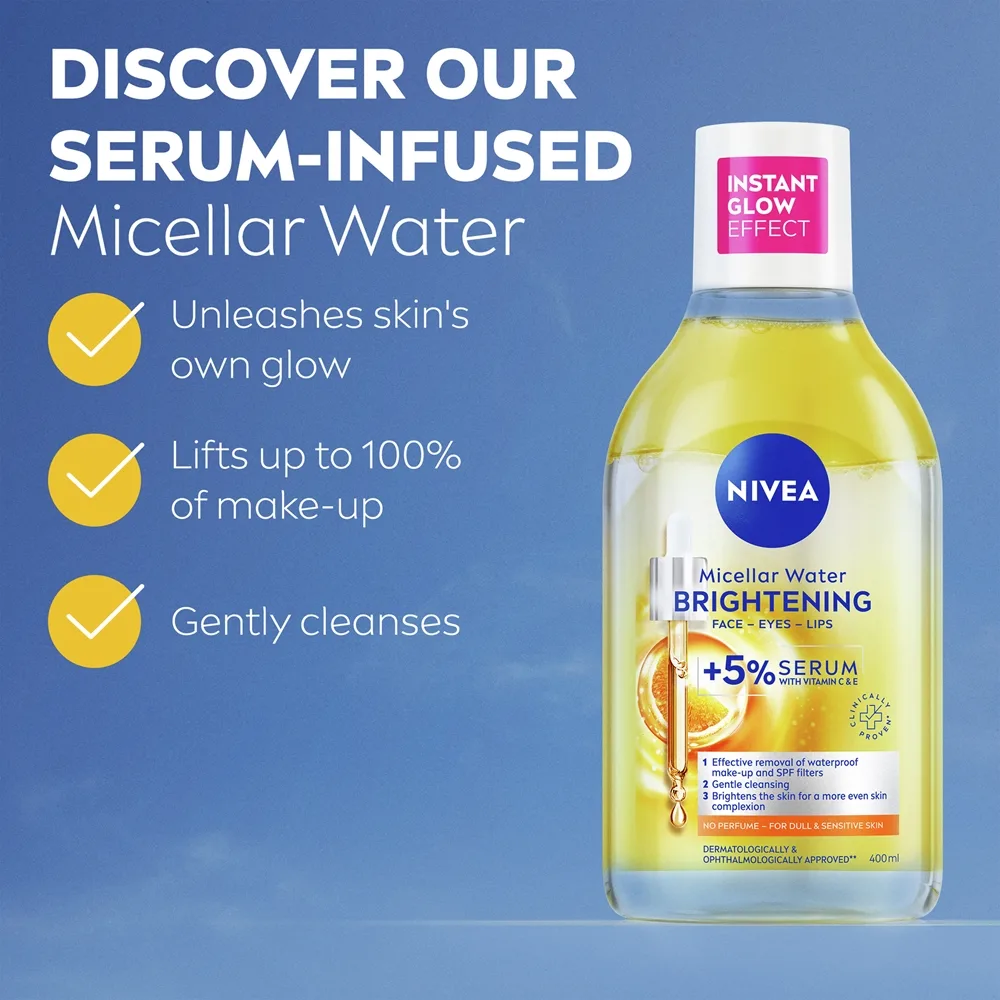 NIVEA Micellar Brightening Rengörande micellärt vatten med uppljusande effekt 400 ml