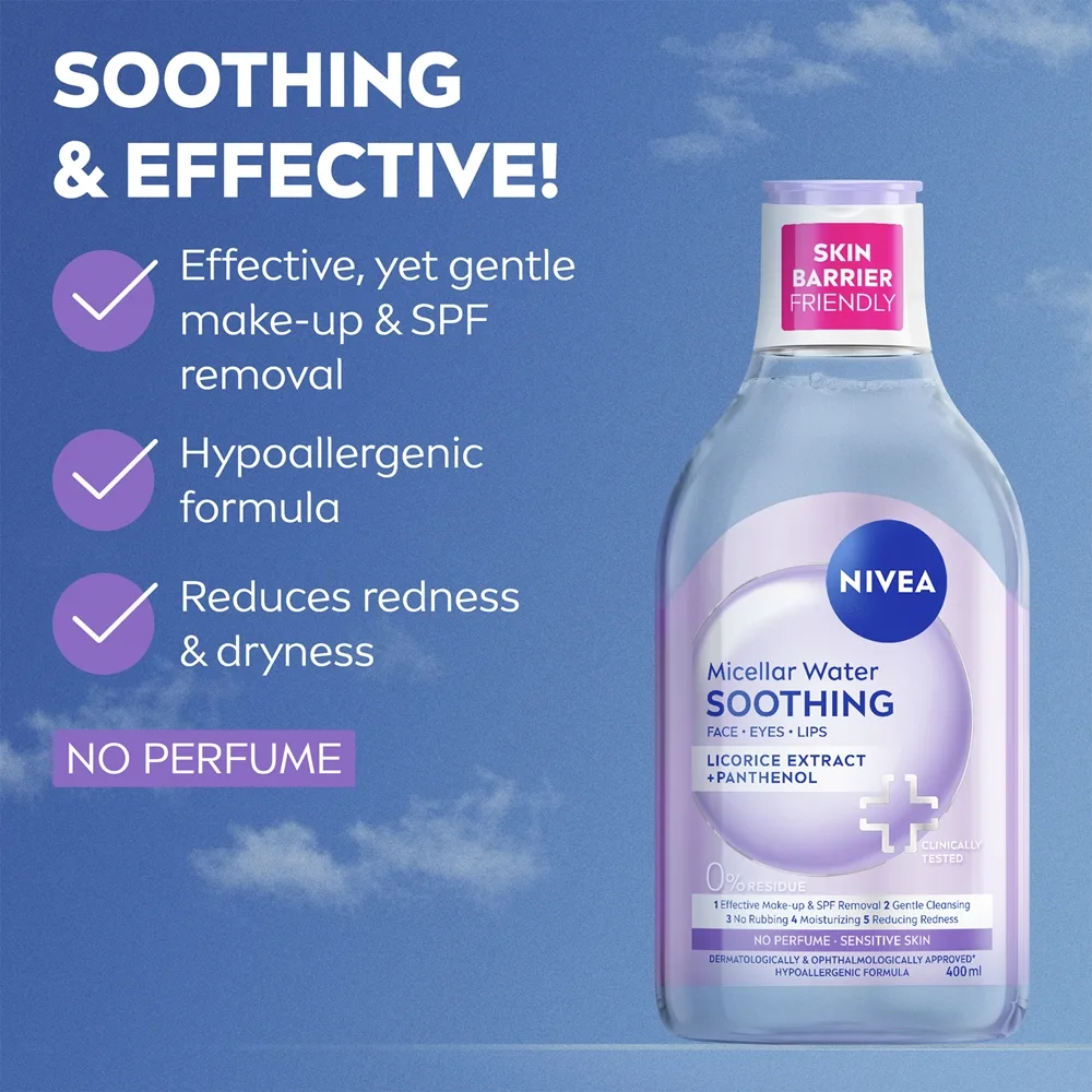 NIVEA Micellar Soothing Rengörande micellärt vatten för känslig hud 100 ml
