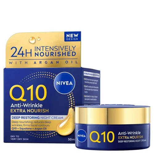 NIVEA Q10 Power Närande nattkräm med effekt mot rynkor 50 ml