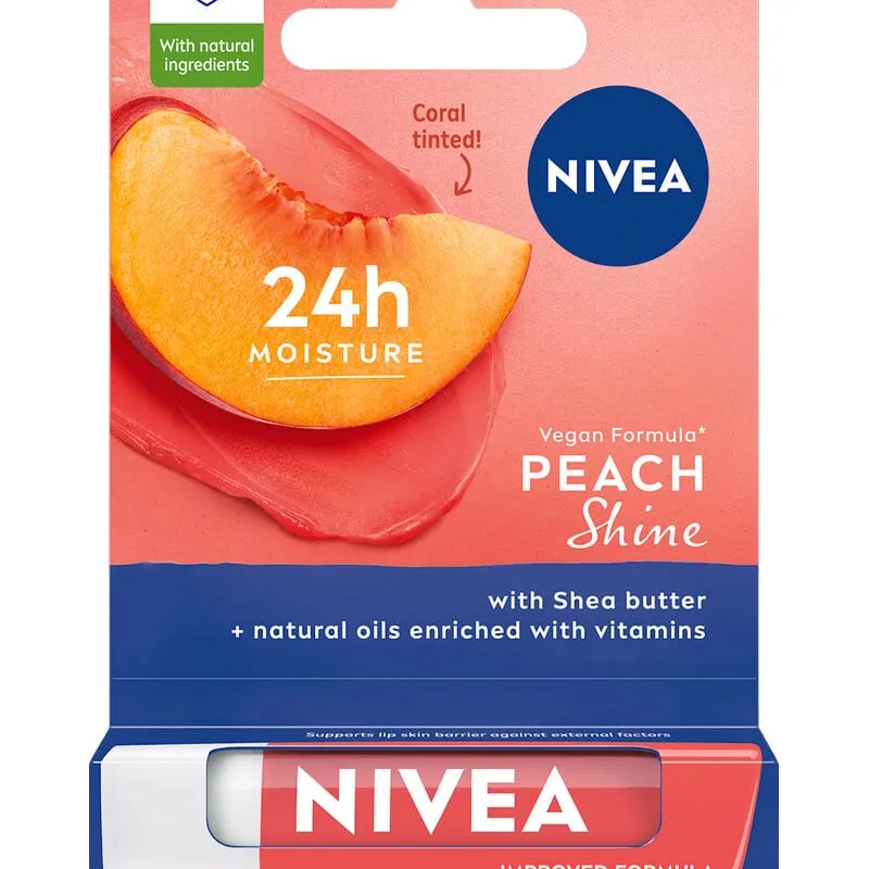 Nivea Peach Shine Caring Lip Balm 4 g