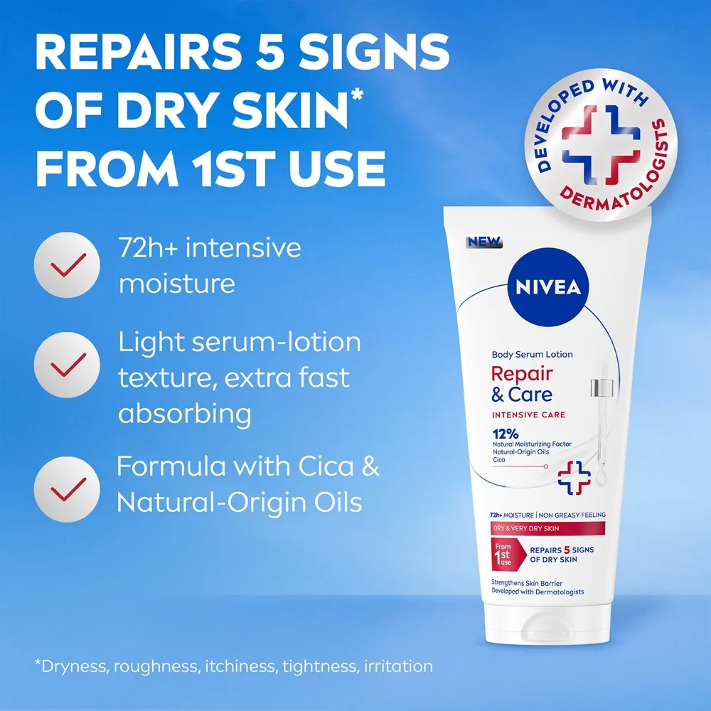 NIVEA Repair & Care Kroppsserum för intensiv återfuktning 200 ml