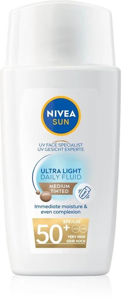 NIVEA SUN Ultra Light Let tonet væske SPF 50+ Skygge Medium 40 ml