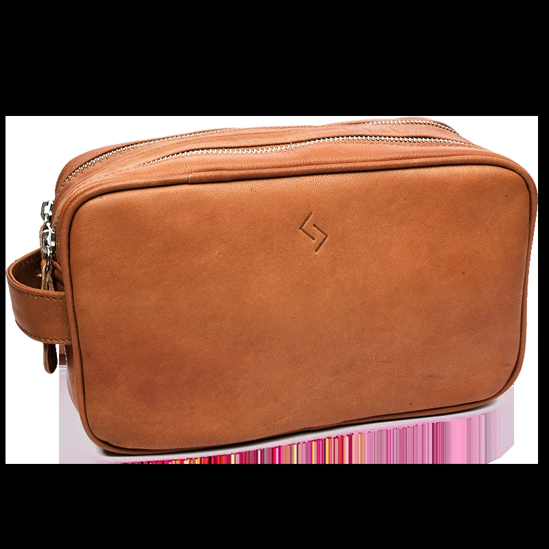 Njord Toilet Bag Dobbeltrum (Cognac Gedeskind)
