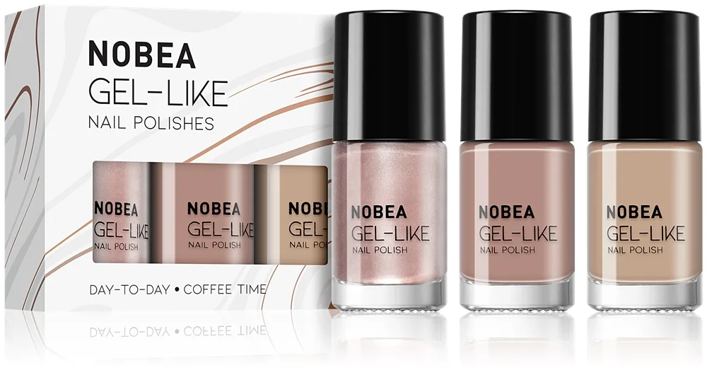 NOBEA Day-to-Day 3-Piece Gel-like Nail Polish set kynsilakkasetti Coffee Time