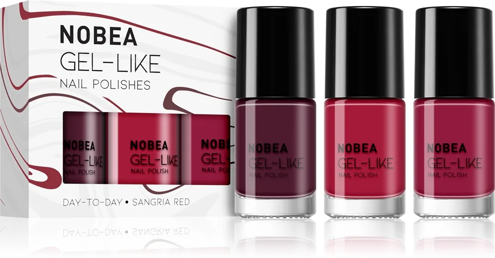 NOBEA Day-to-Day 3-Piece Gel-like Nail Polish set neglelaksæt Sangria red