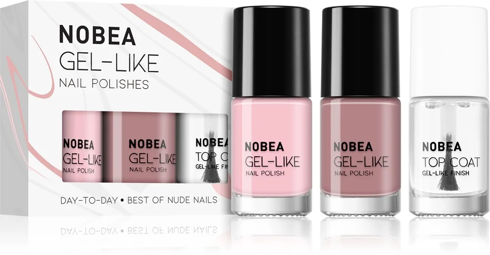 NOBEA Day-to-Day 3-Piece Nail Polish set with Top coat neglelaksæt 3x6 ml