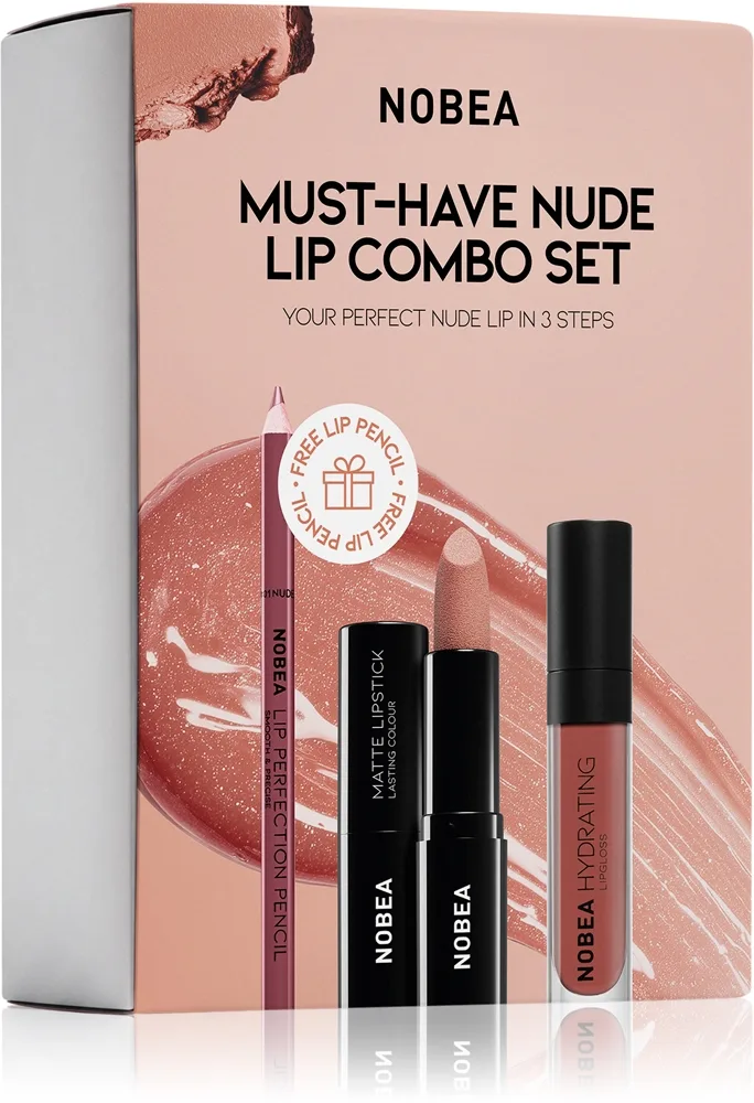 NOBEA Day-to-Day Must-have Nude Lip Combo Set lahjasetti huuliin