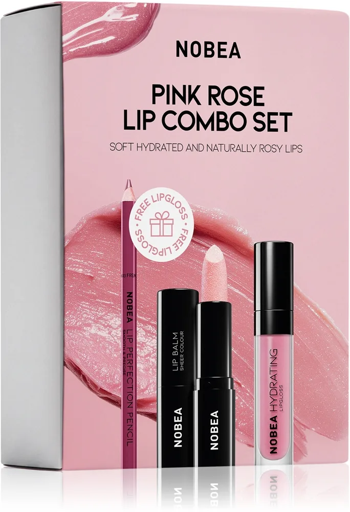 NOBEA Day-to-Day Pink Rose Lip Combo Set lahjasetti huuliin