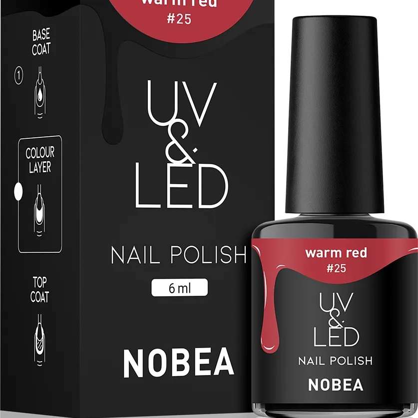 NOBEA UV & LED Nail Polish Gel nagellack för UV / LED härdning Glansig Skugga Warm red #25 6 ml