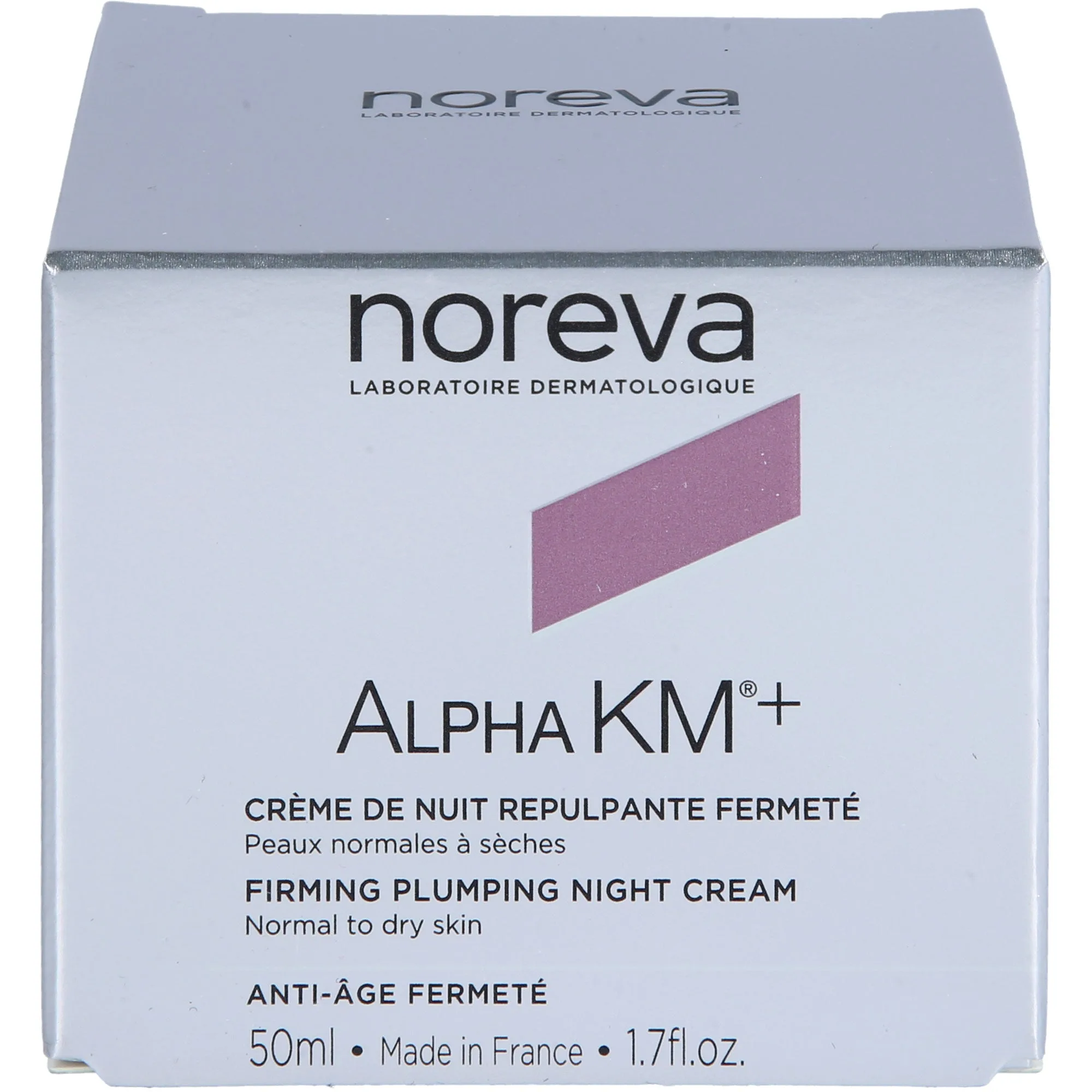 Noreva AlphaKM+ aufpolsternde Nachtcreme Anti-Aging und Ultra-Hydratation für normale bis trockene Haut, 50 ml Creme