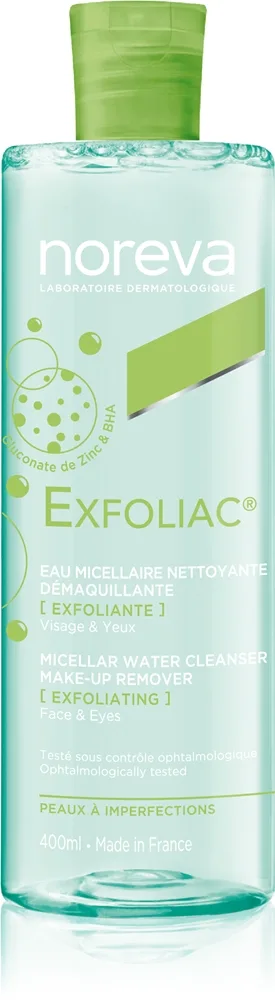Noreva Exfoliac Micellar Water Cleanser Rengörande micellärt vatten med exfolierande egenskaper 400 ml