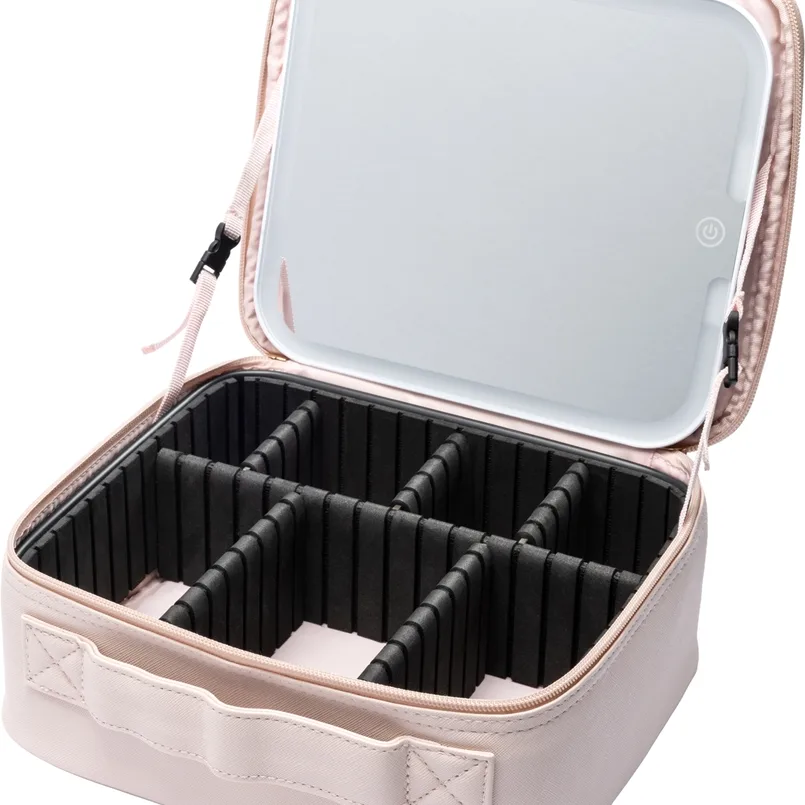 Notino Beauty Box With LED Mirror meikkikotelo sisältää LED-peilin Pink 1 kpl