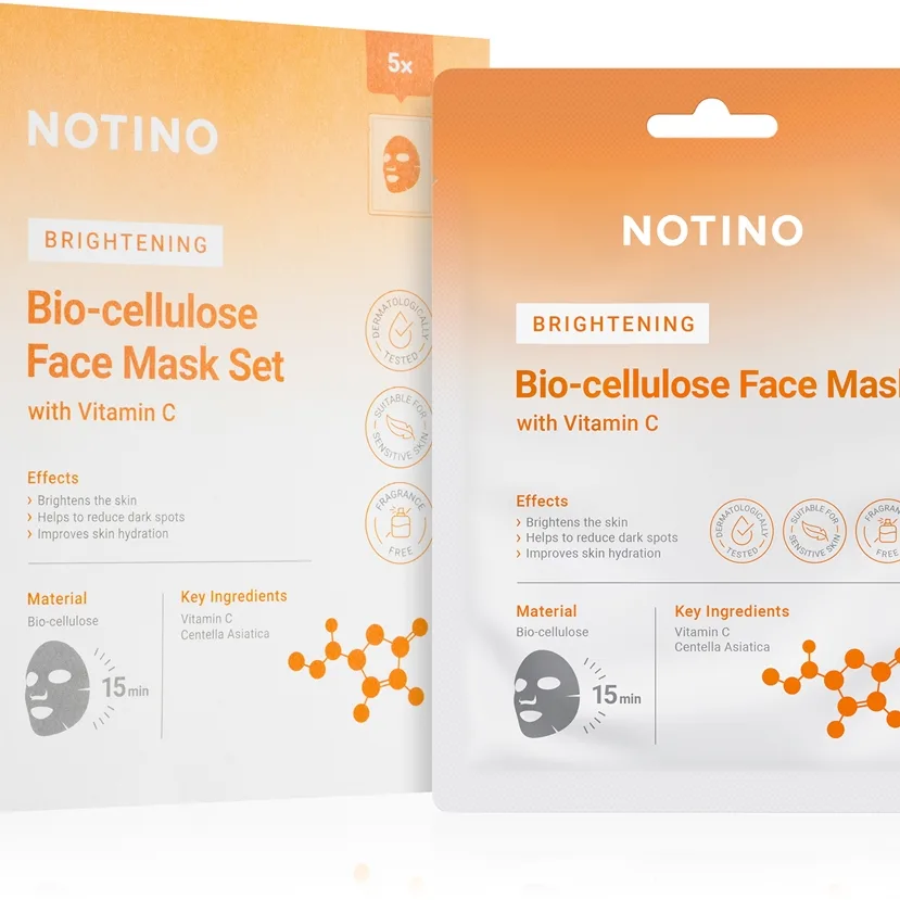 Notino Brightening Bio-Cellulose Face Mask with Vitamin C uppsättning med sheetmasker med uppljusande effekt