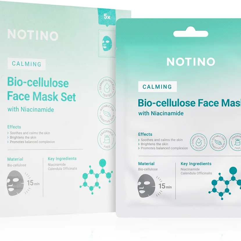 Notino Calming Bio-Cellulose Face Mask with Niacinamide uppsättning med sheetmasker med lugnande egenskaper