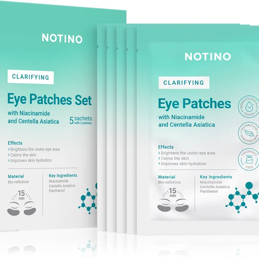 Notino Clarifying Bio-Cellulose Eye Patches Set with Niacinamide and Centella Asiatica Lystergivande mask för ögonen