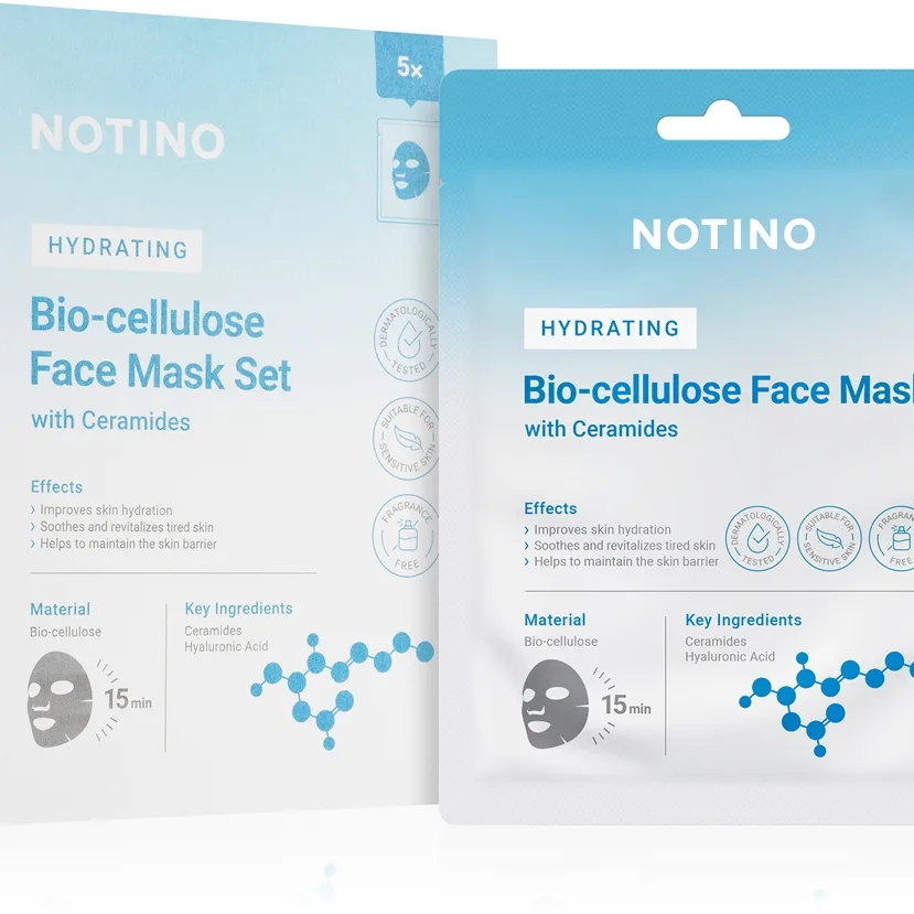 Notino Hydrating Bio-Cellulose Face Mask with Ceramides uppsättning med sheetmasker med återfuktande effekt