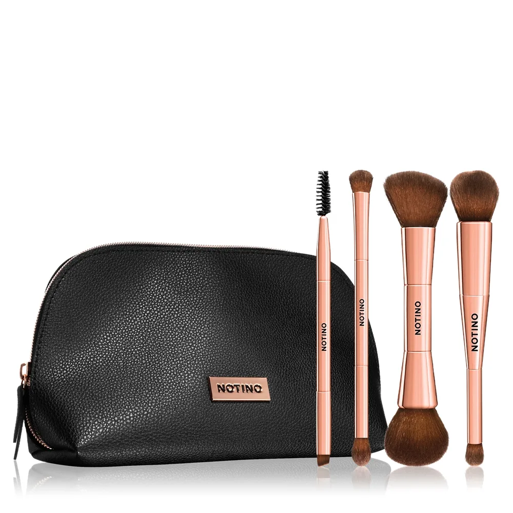 Notino Luxe Collection Double sided brush set with cosmetic bag Borstuppsättning med väska