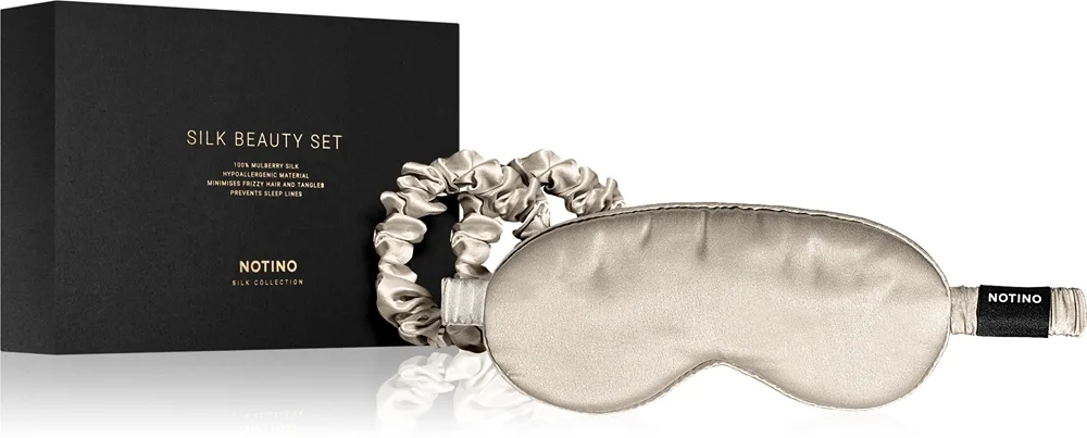 Notino Silk Collection Sleeping mask & Scrunchies Set Gavesæt Skygge Cream