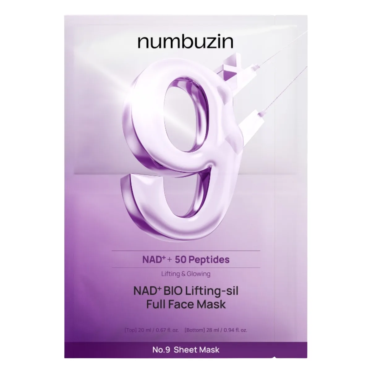 Numbuzin No. 9 NAD Bio Lifting-sil Full Face Sheet Mask 1 kpl