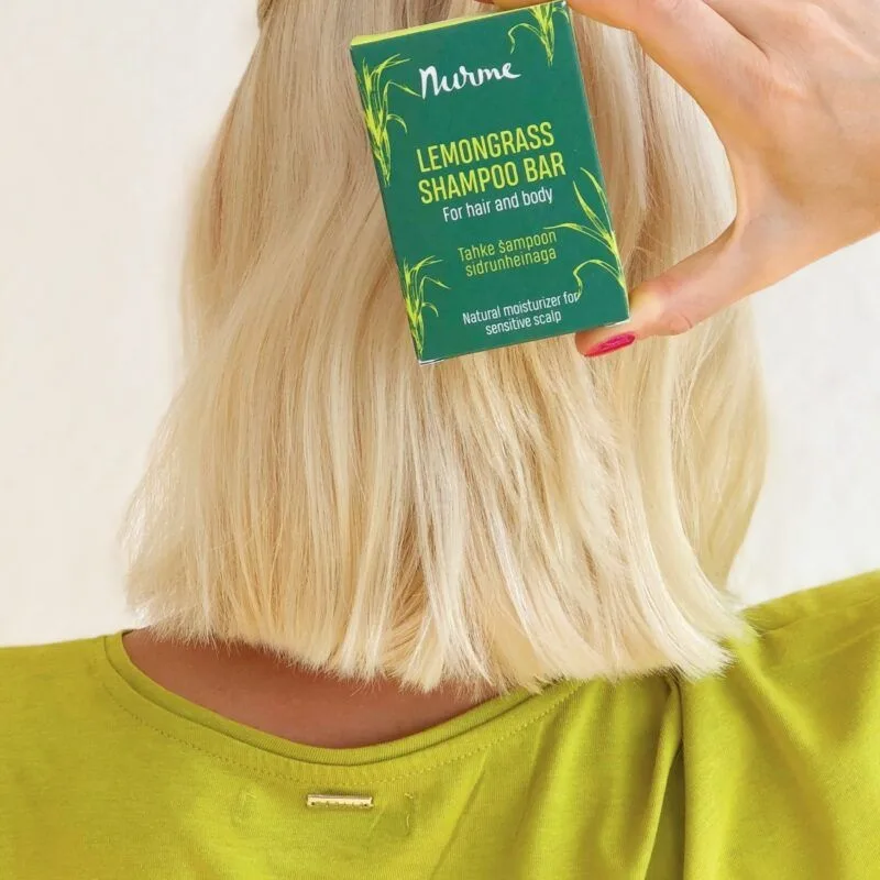 Nurme Lemongrass Shampoo Bar palashampoo herkälle hiuspohjalle 100 g