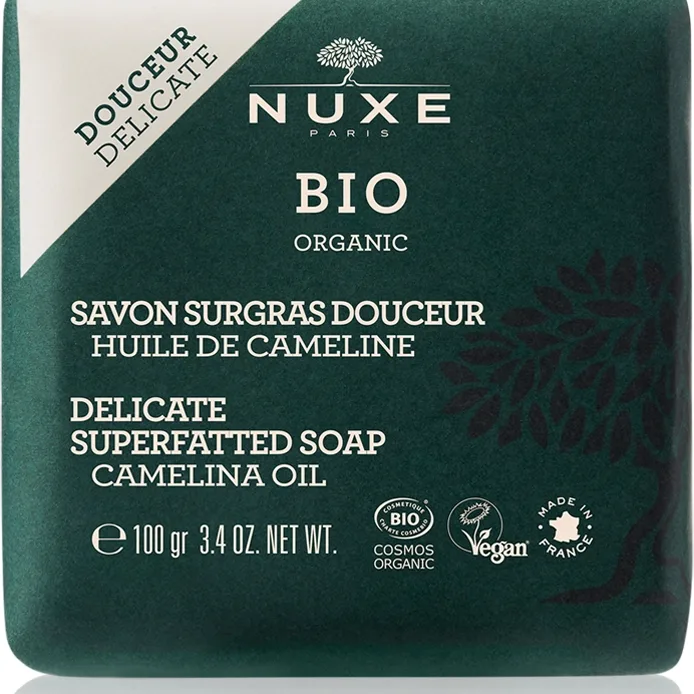 Nuxe Bio Organic Delicate Superfatted Soap Camelina Oil Extra mjuk närande tvål för kropp och ansikte 100 g