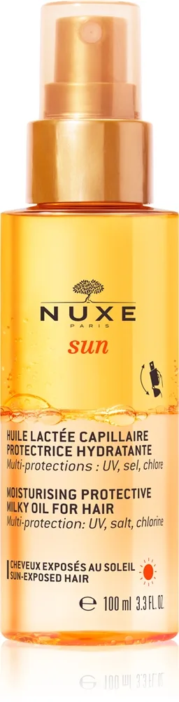 Nuxe Sun Moisturizing Protective Milky Oil For Hair suojaava öljy kloorin, auringon tai suolaveden vahingoittamille hiuksille 100 ml