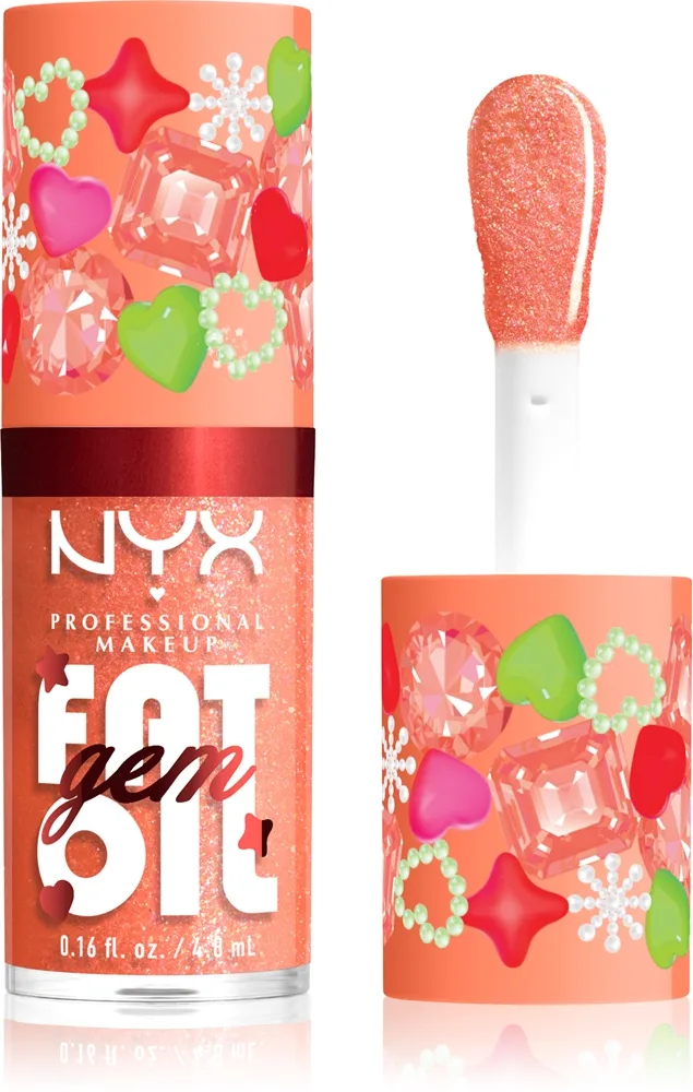 NYX Professional Makeup Fat Oil Gem Xmas Læbeolie Skygge Peach Diamond 4.8 ml