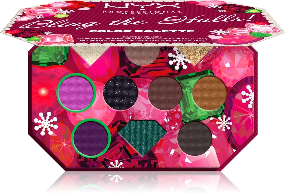 NYX Professional Makeup Xmas Bling The Halls Øjenskyggepalette med 10 nuancer 10x0.6 g