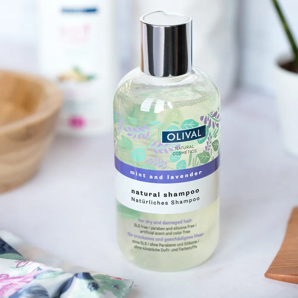 Olival Natural Mint and Lavender Naturlig shampoo til tørt og skadet hår 250 ml