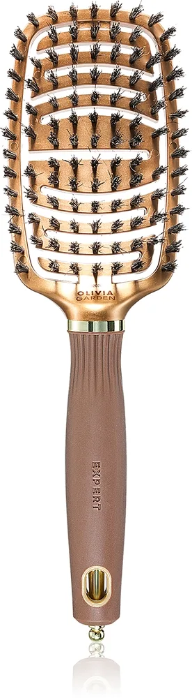 Olivia Garden Expert Flex litteä harja villisian harjaksista Gold&Brown 1 kpl