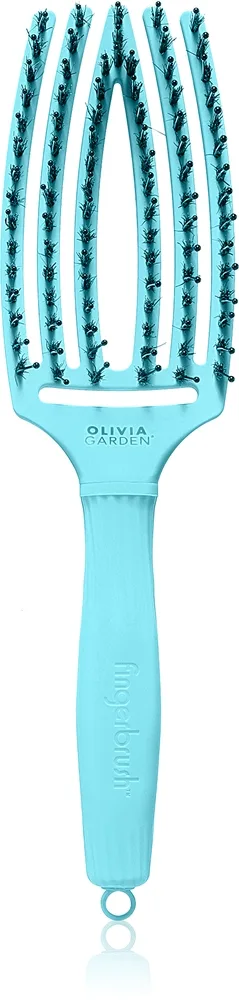 Olivia Garden Fingerbrush Boar & Nylon hiusharja nailon- ja villisianharjakset Dolce Vita Blue Sky 1 kpl