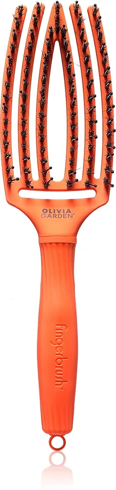 Olivia Garden Fingerbrush Boar & Nylon hiusharja nailon- ja villisianharjakset Dolce Vita Orange Spritz 1 kpl