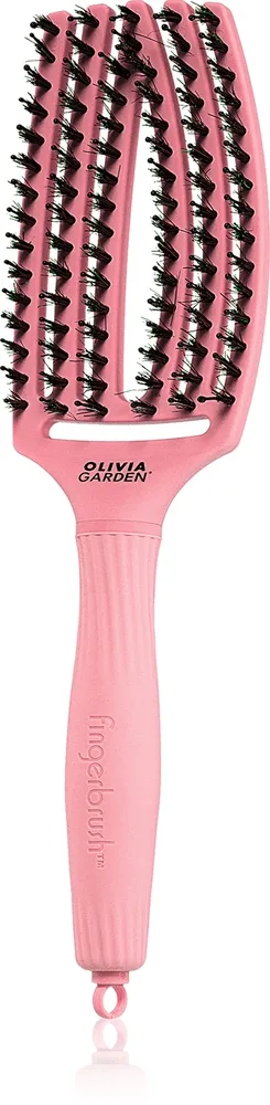 Olivia Garden Fingerbrush Boar & Nylon Hårbørste med børstehår af nylon og vildsvin Polar Blue 1 stk.