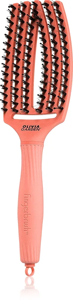 Olivia Garden Fingerbrush Boar & Nylon hiusharja nailon- ja villisianharjakset Radiant Peach 1 kpl
