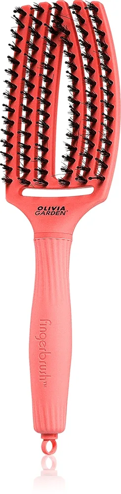 Olivia Garden Fingerbrush Boar & Nylon hiusharja nailon- ja villisianharjakset Red Confidence 1 kpl