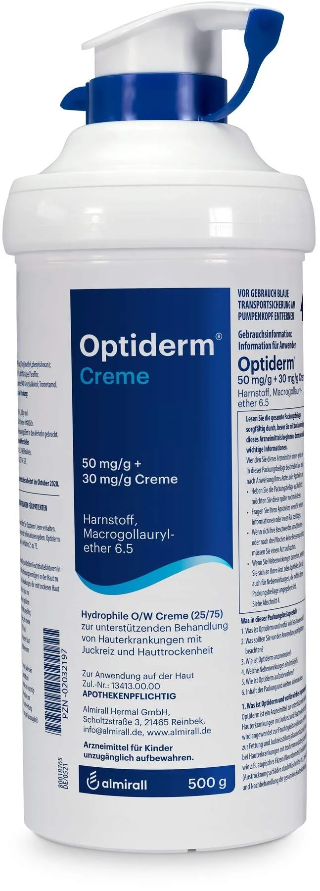 Optiderm 500 G Creme im Spender - Bei trockener Haut