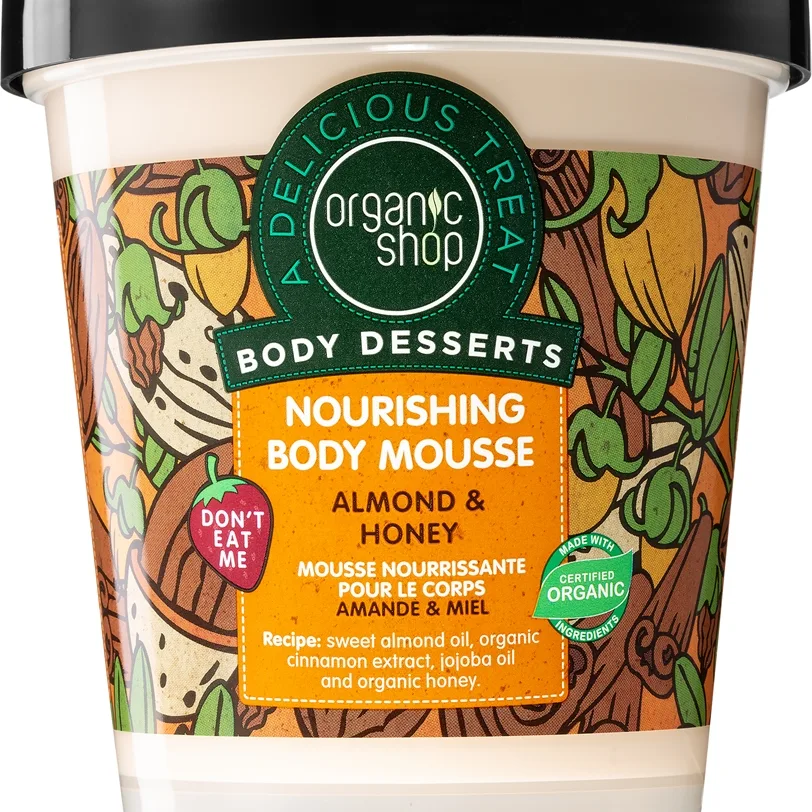 Organic Shop Body Desserts Almond & Honey Kroppsmousse med närande och återfuktande effekt 450 ml