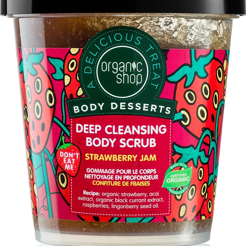 Organic Shop Body Desserts Strawberry Jam Djupt rengörande peeling för kropp 450 ml