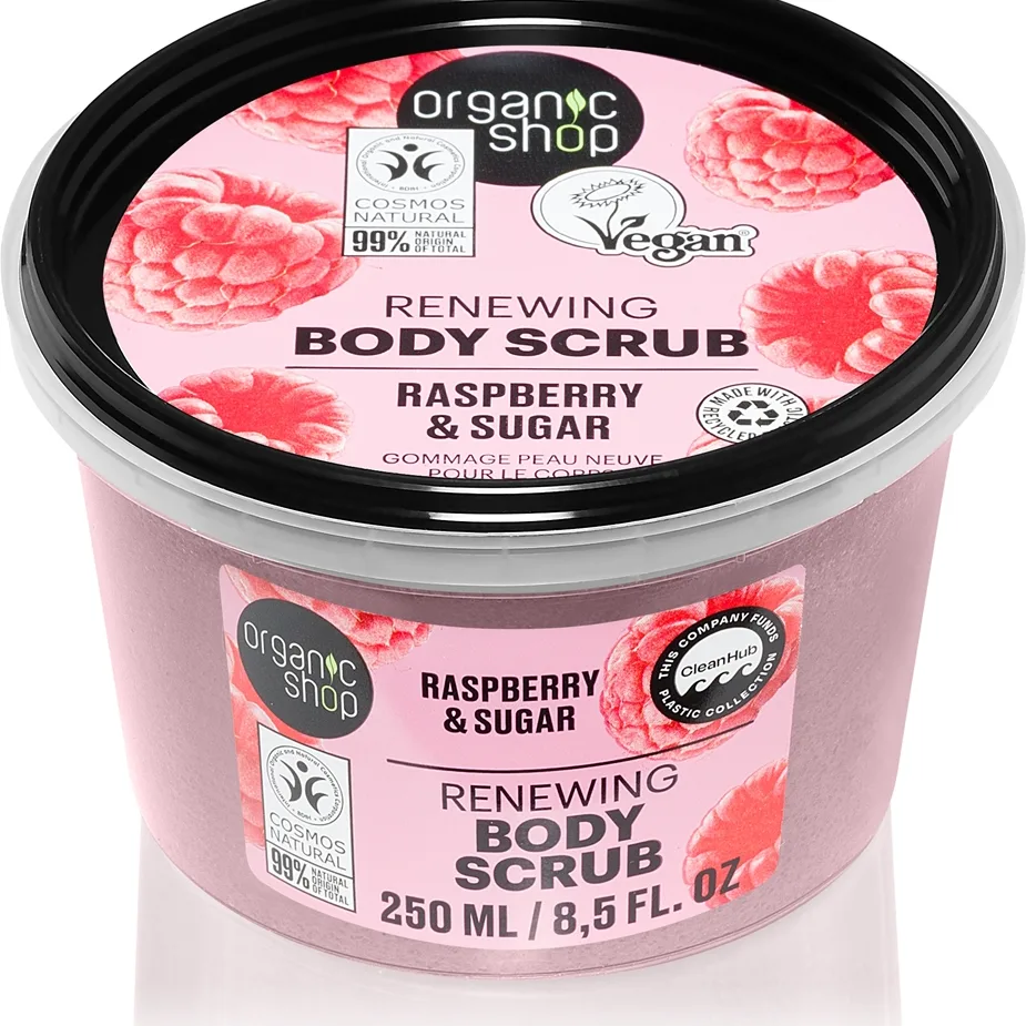 Organic Shop Raspberry & Sugar hellävarainen vartalokuorinta 250 ml