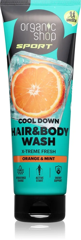 Organic Shop Sport Orange & Mint suihkugeeli vartalolle ja hiuksille virkistävä vaikutus 200 ml