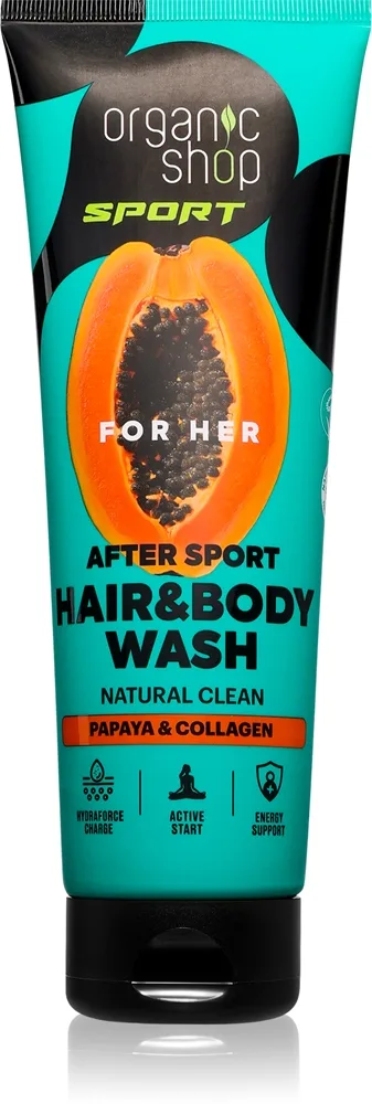 Organic Shop Sport Papaya & Collagen suihkugeeli vartalolle ja hiuksille 200 ml