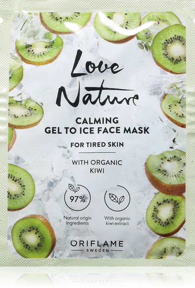 Oriflame Love Nature Gel To Ice Organic Kiwi Lindrande ansiktsmask för trött hud 10 ml